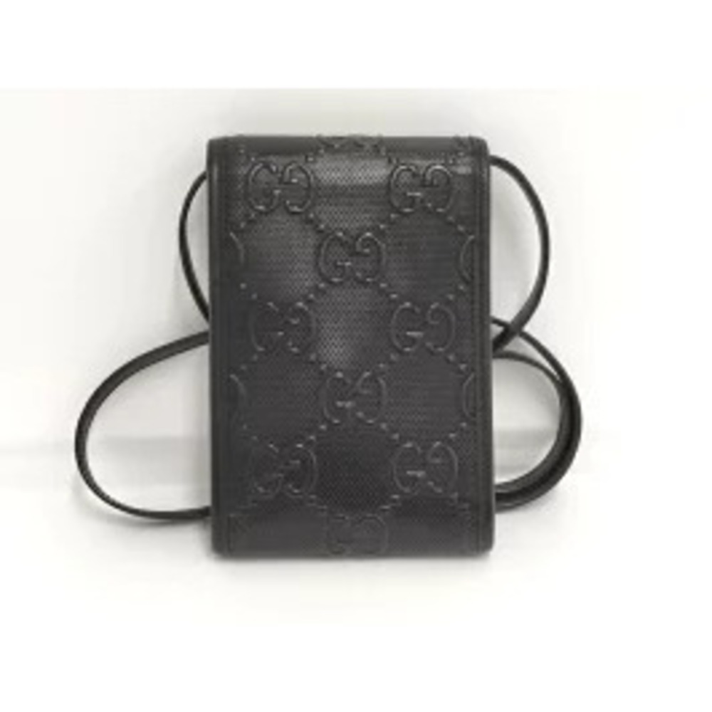 GUCCI Shoulder Bag GG Embossed Leather Black - Picture 2 of 9